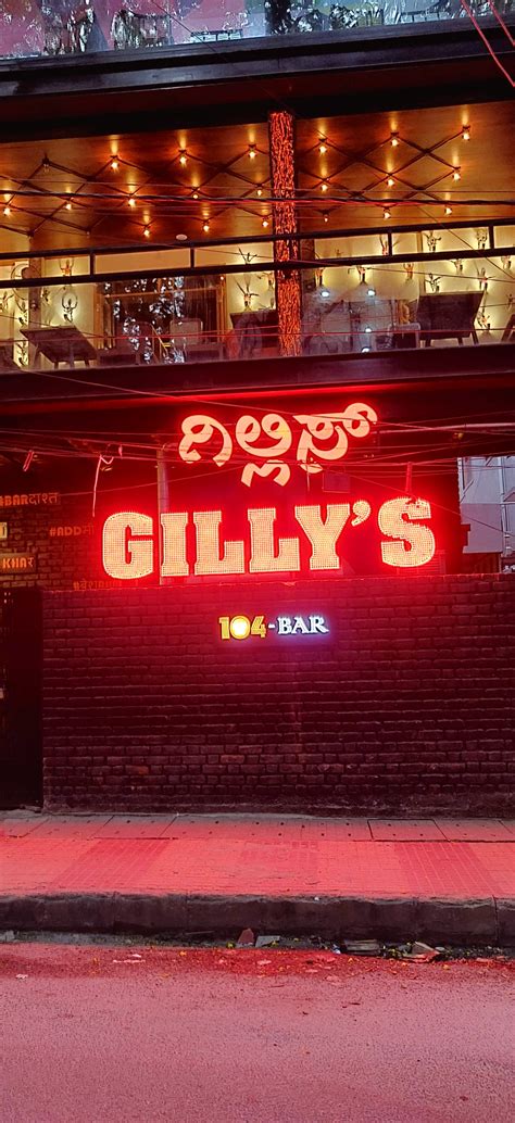 Gillys bar - 19+ Images. Gilly's Resto-Bar. ₹ 1,500 for 2 | Continental, North Indian, Chinese, Finger Food. Sree Premprasad Complex | New BEL Road | Bangalore | Get Direction. Time: …
